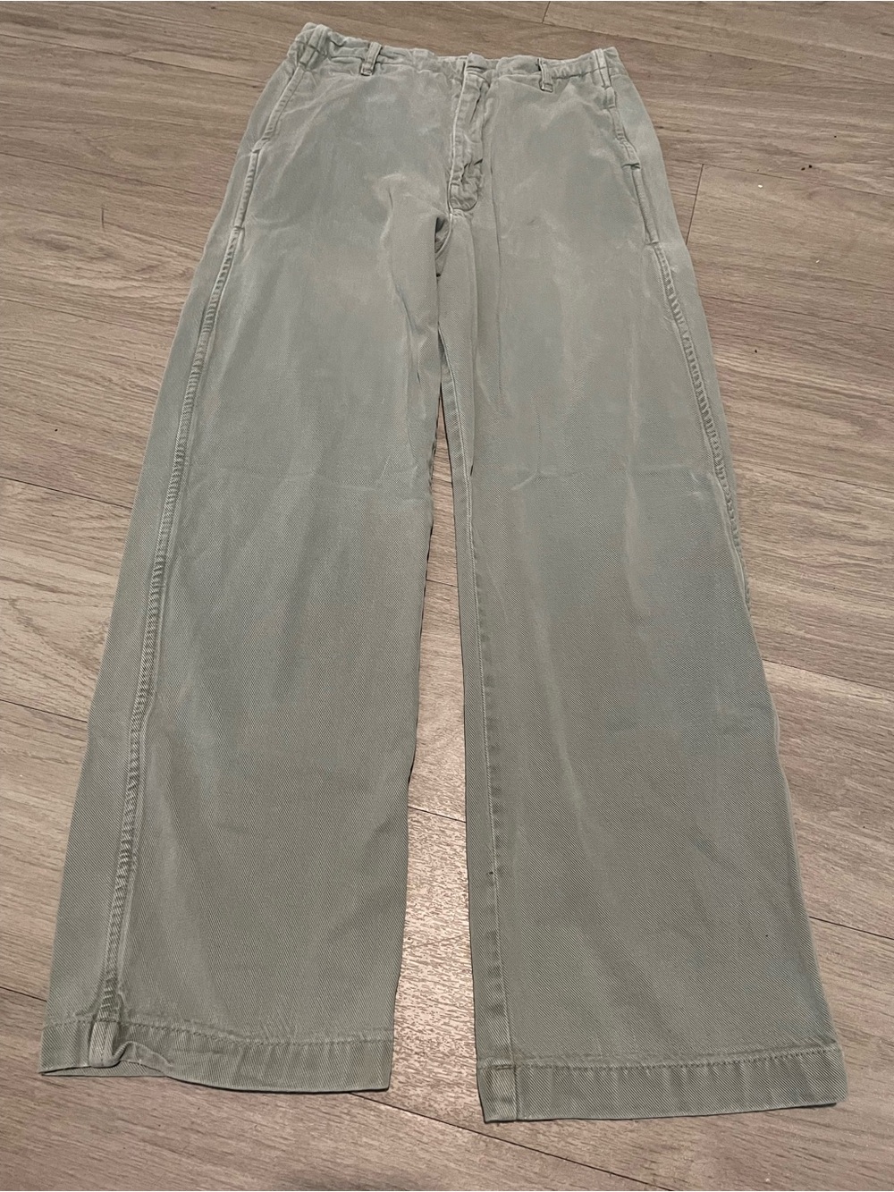 Zara Women's Wide-Leg Jeans in Light Sage Green